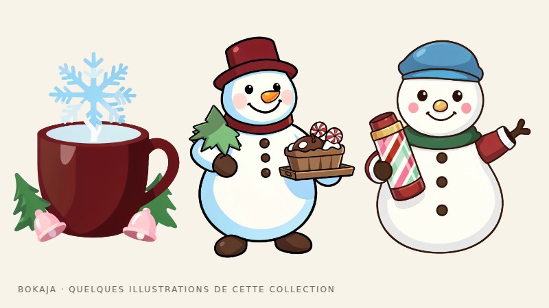Illustrations de la collection PNG Club de livraison de chocolat chaud des bonshommes de neige