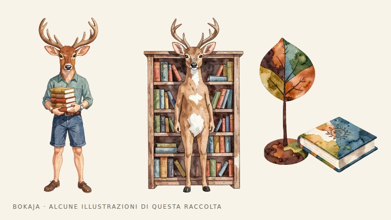 Illustrazioni dalla raccolta PNG Biblioteca autunnale del bosco con cervi e ghiande