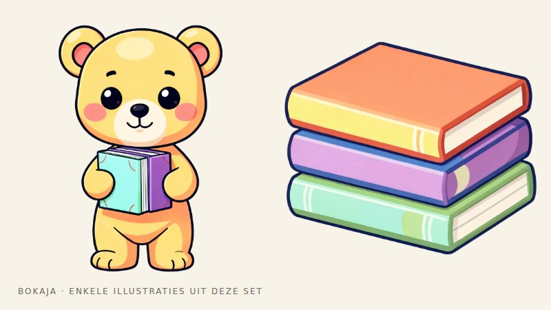 Illustraties uit de PNG-collectie Verhalenboekclub met potlood en boek