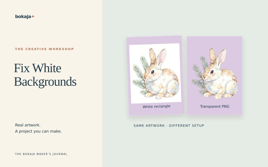 Fix White Backgrounds — project layouts made with Bokaja artwork