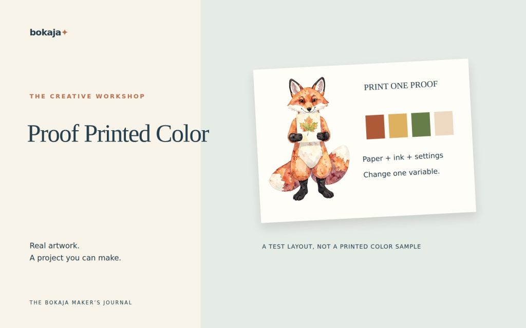 Proof Printed Color — project layouts made with Bokaja artwork