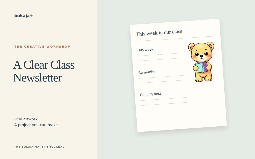 A Clear Class Newsletter — project layouts made with Bokaja artwork