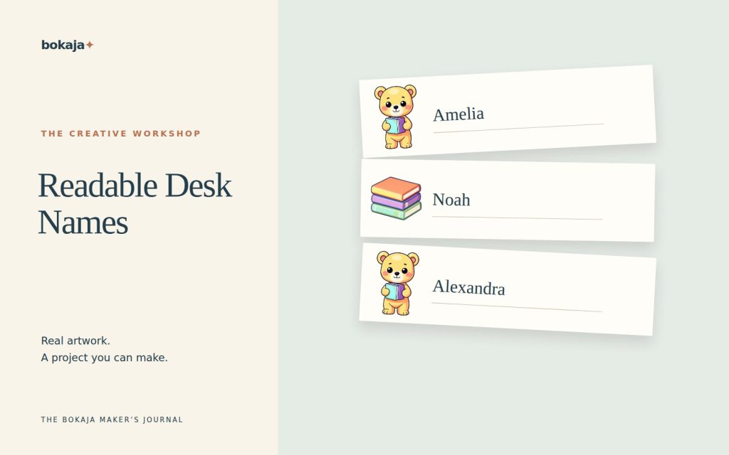 Readable Desk Names — project layouts made with Bokaja artwork