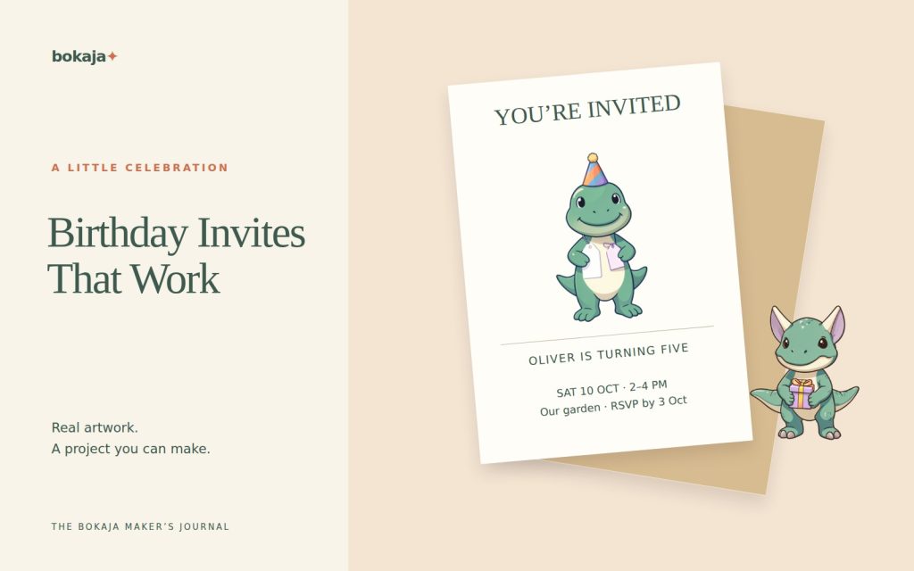 Birthday Invites That Work — project layouts made with Bokaja artwork