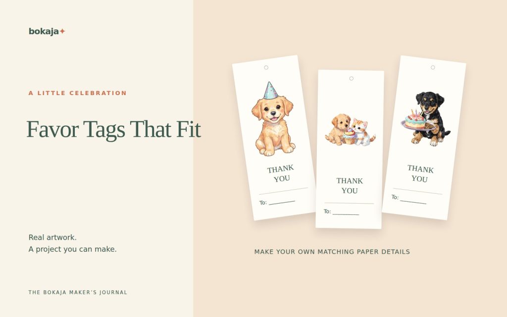 Favor Tags That Fit — project layouts made with Bokaja artwork
