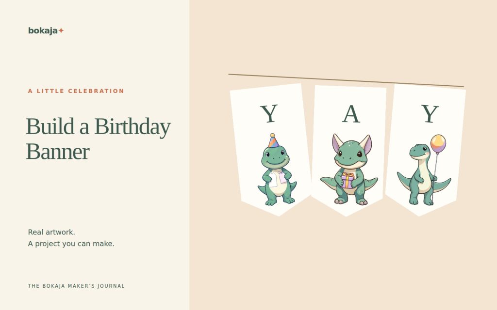 Build a Birthday Banner — project layouts made with Bokaja artwork