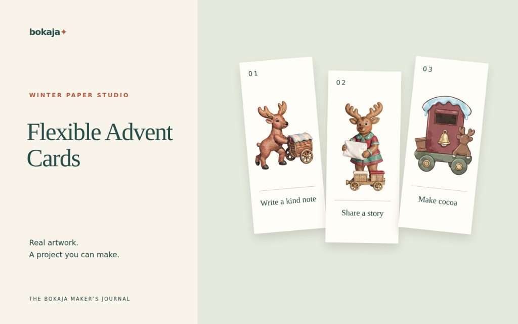 Flexible Advent Cards — project layouts made with Bokaja artwork