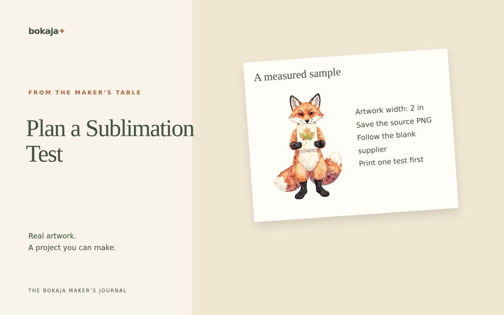 Plan a Sublimation Test — project layouts made with Bokaja artwork