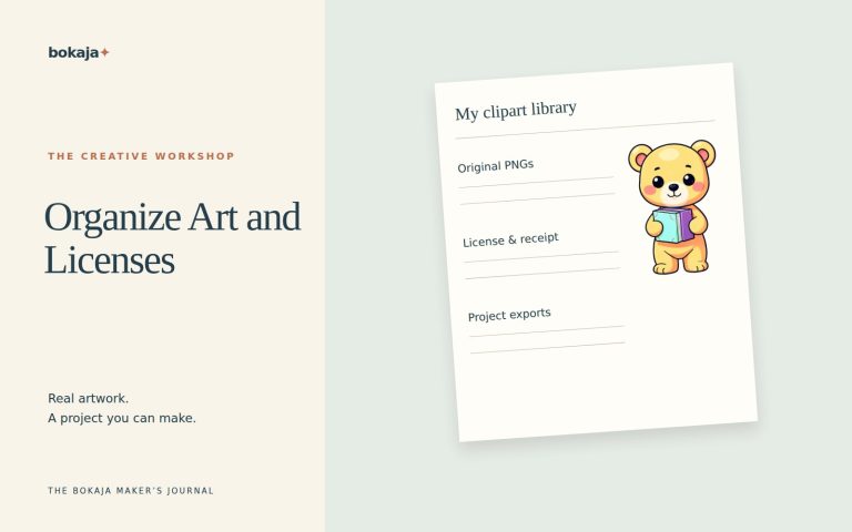 Organize Art and Licenses — project layouts made with Bokaja artwork